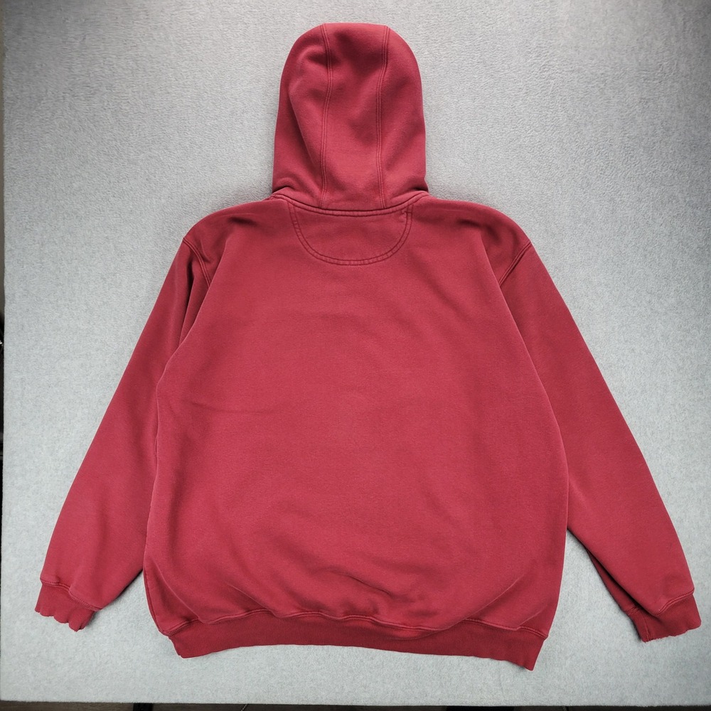 Carhartt Quarter Zip Hoodie Mens XL Red K217 Faded Heavyweight Workwear Pullover - Picture 9 of 10